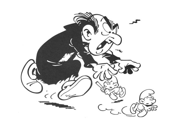 Gargamel and smurfs coloring pages