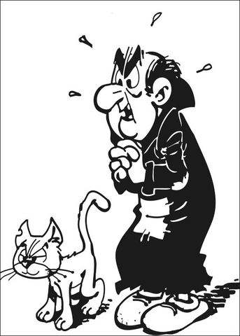 Gargamel and cat azrael coloring page free printable coloring pages