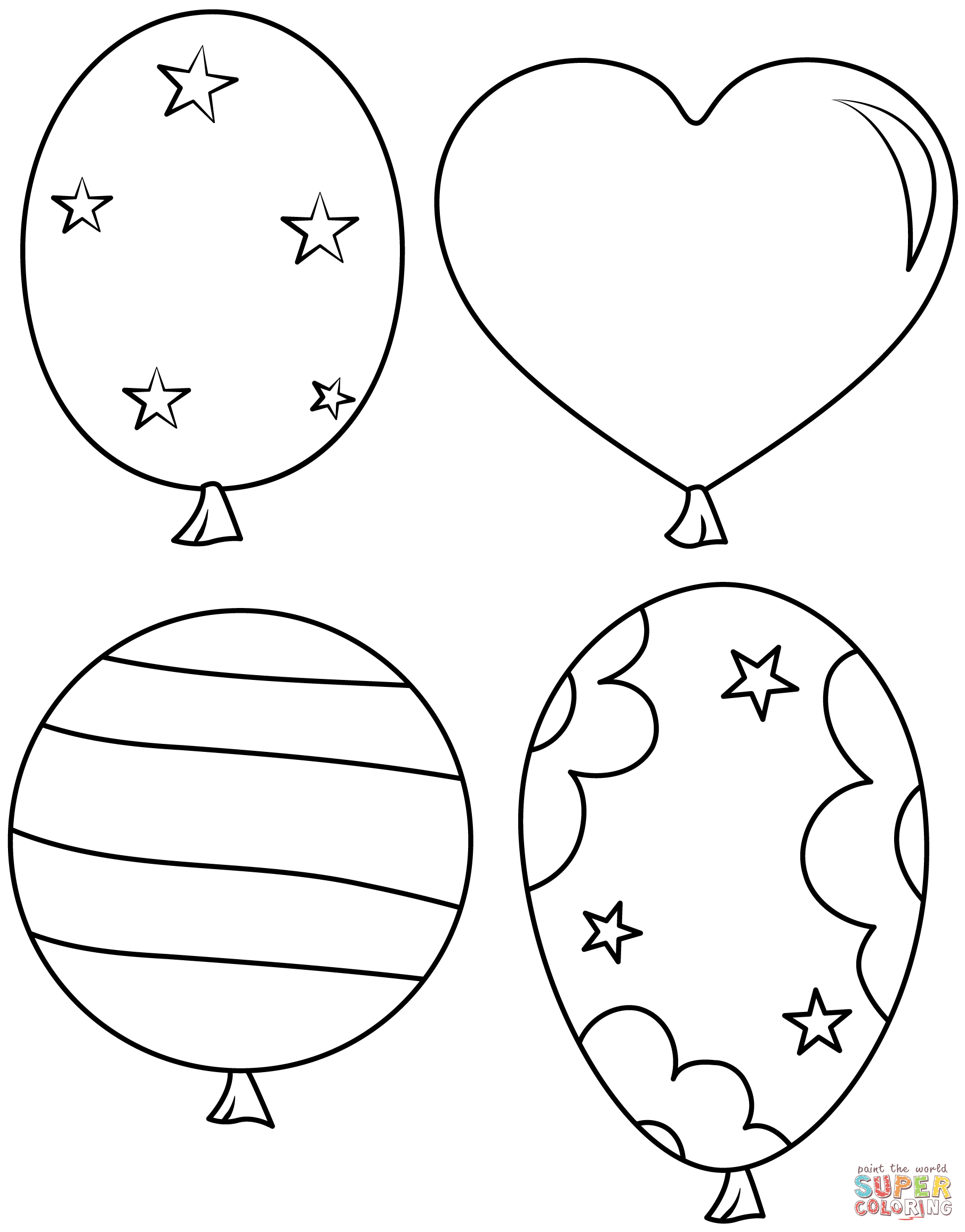 Birthday balloons coloring page free printable coloring pages