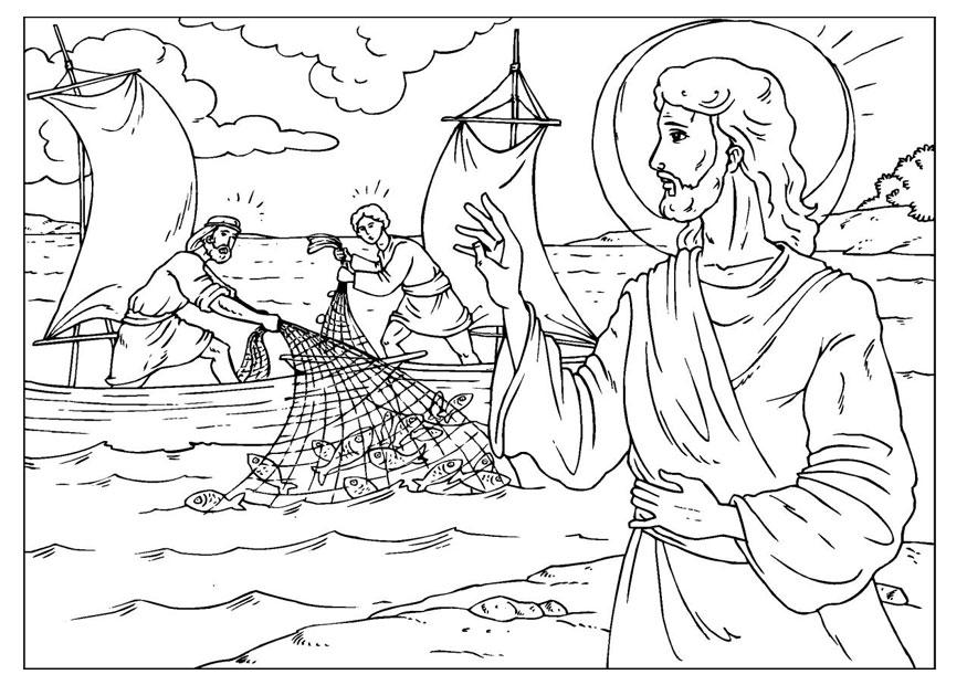 Dibujo para colorear la pesca milagrosa