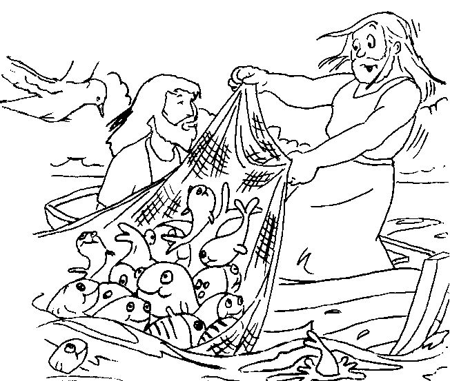 The miraculous catch of fish coloring pages la pesca milagrosa pãginas para colorear de biblia lecciones de la escuela dominical