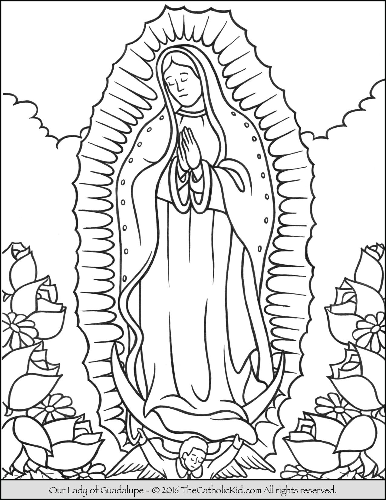 Our lady of guadalupe coloring page coloring pages catholic coloring free coloring pages
