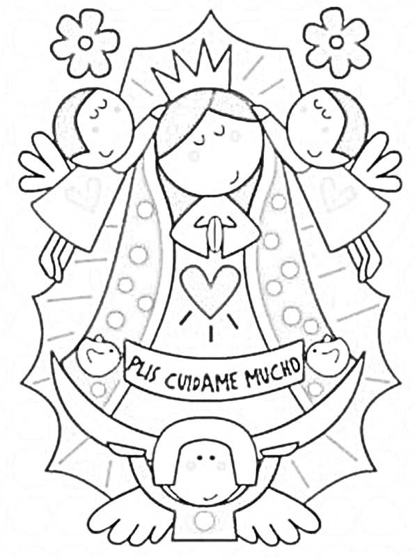 Virgen de guadalupe animada pa colore coloring pages catholic coloring virgin of guadalupe