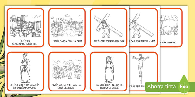 Tarjetas de emparejar el viacrucis