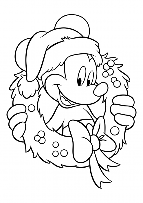 Mickey mouse with christmas wreath coloring pages mickey mouse and friends coloring pages