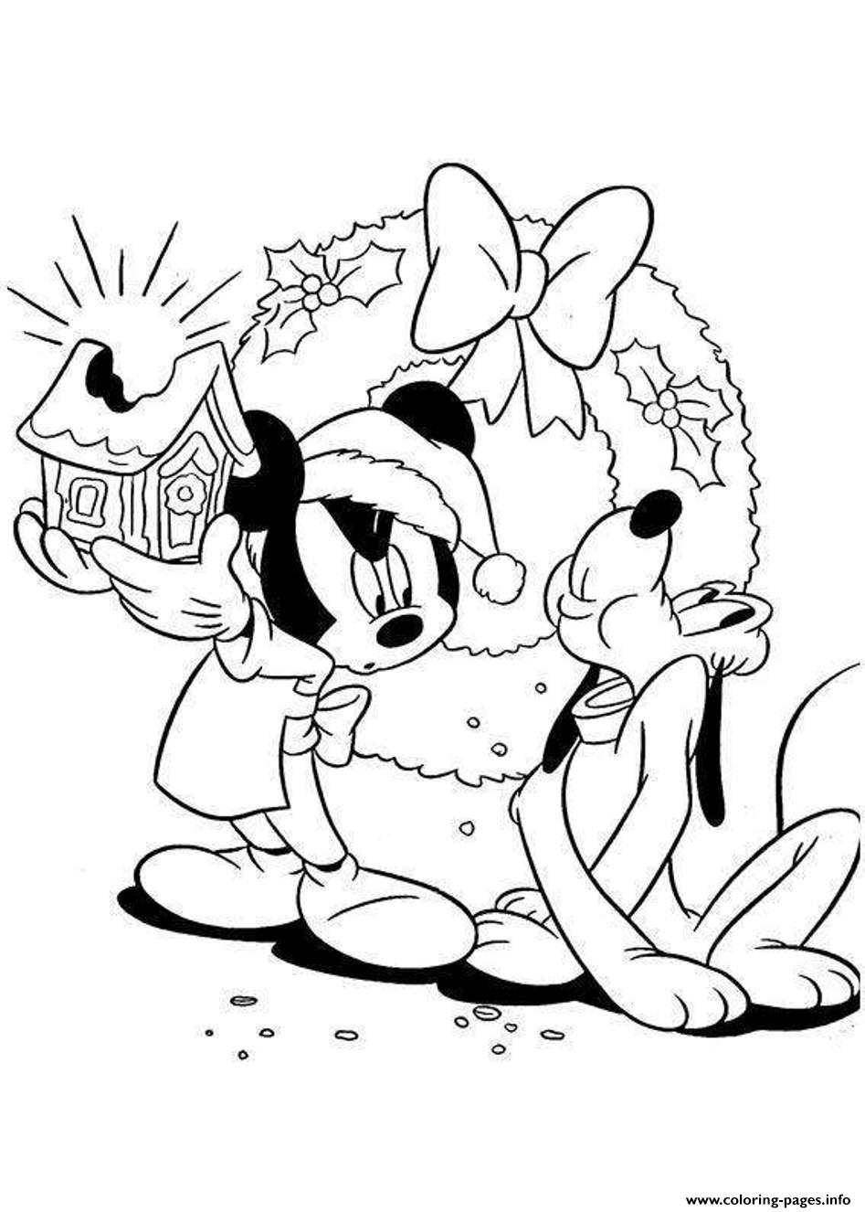 Christmas mickey mouse and pluto sdd coloring page printable