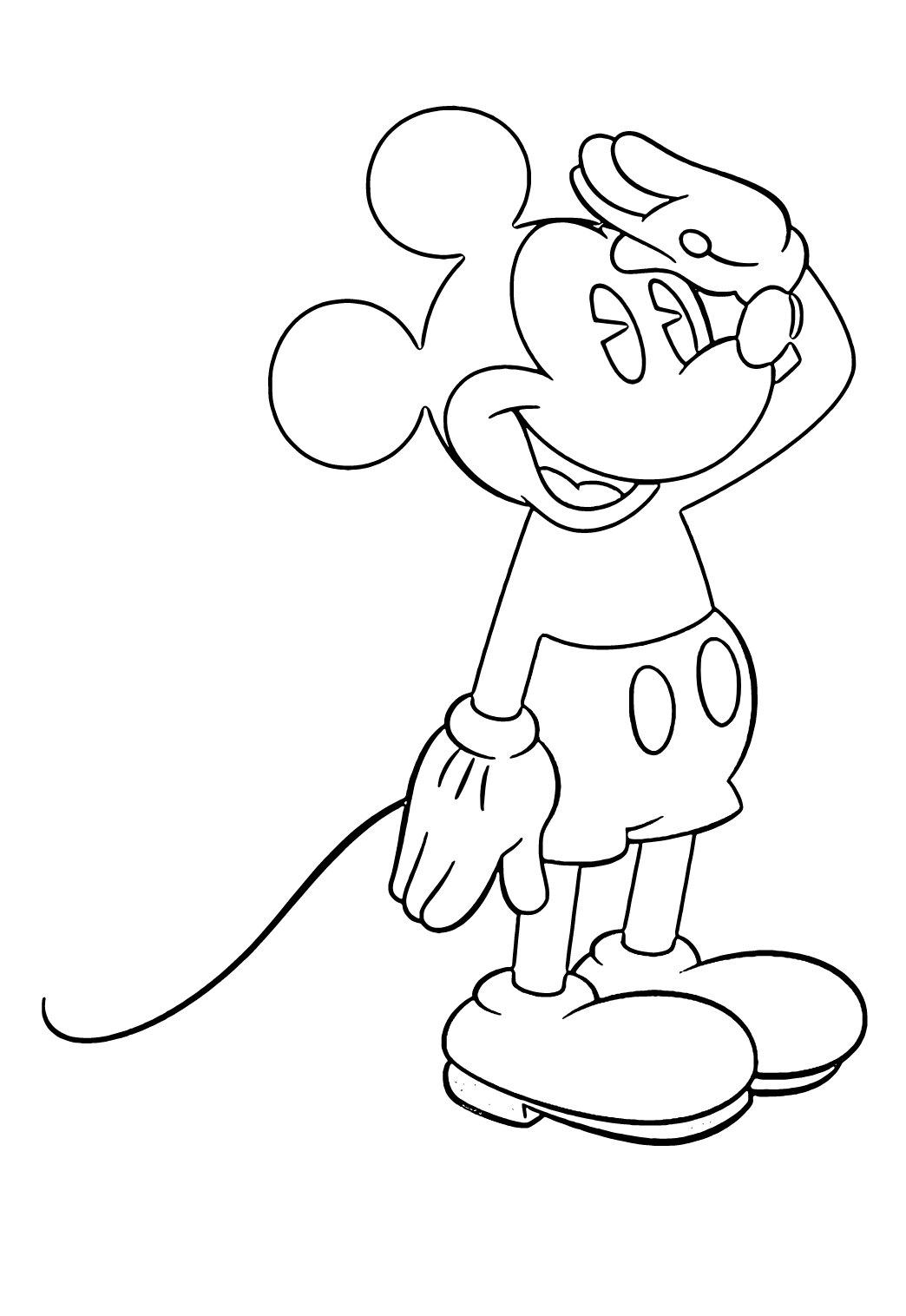Free printable mickey mouse hello coloring page for adults and kids