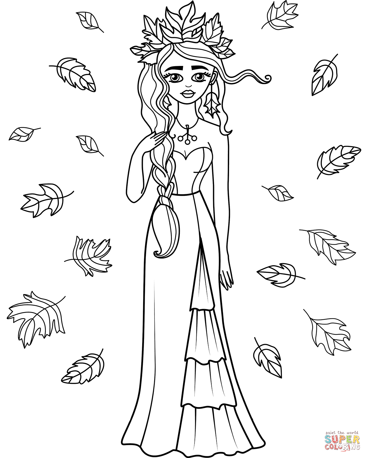 Dibujo de chica de otoão para colorear dibujos para colorear imprimir gratis