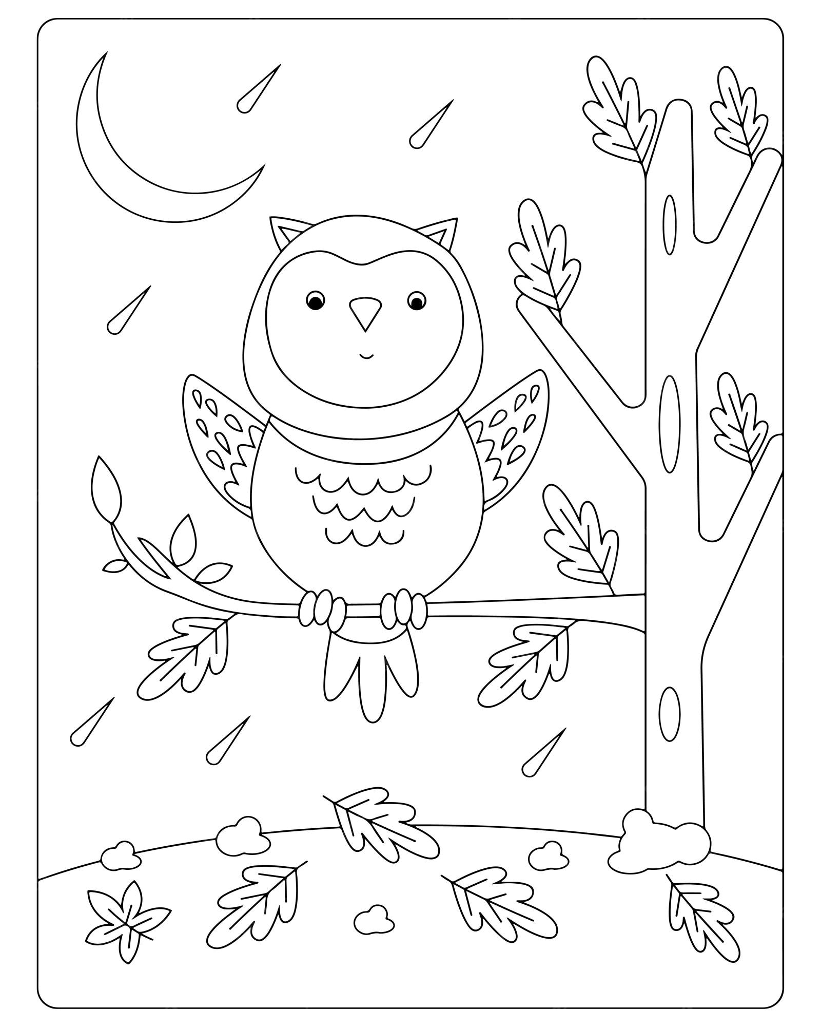 Pãginas para colorear de otoão para niãos vector premium vector premium