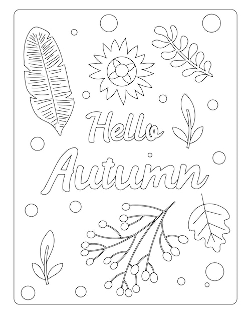 Pãginas para colorear de otoão para niãos vector premium vector premium