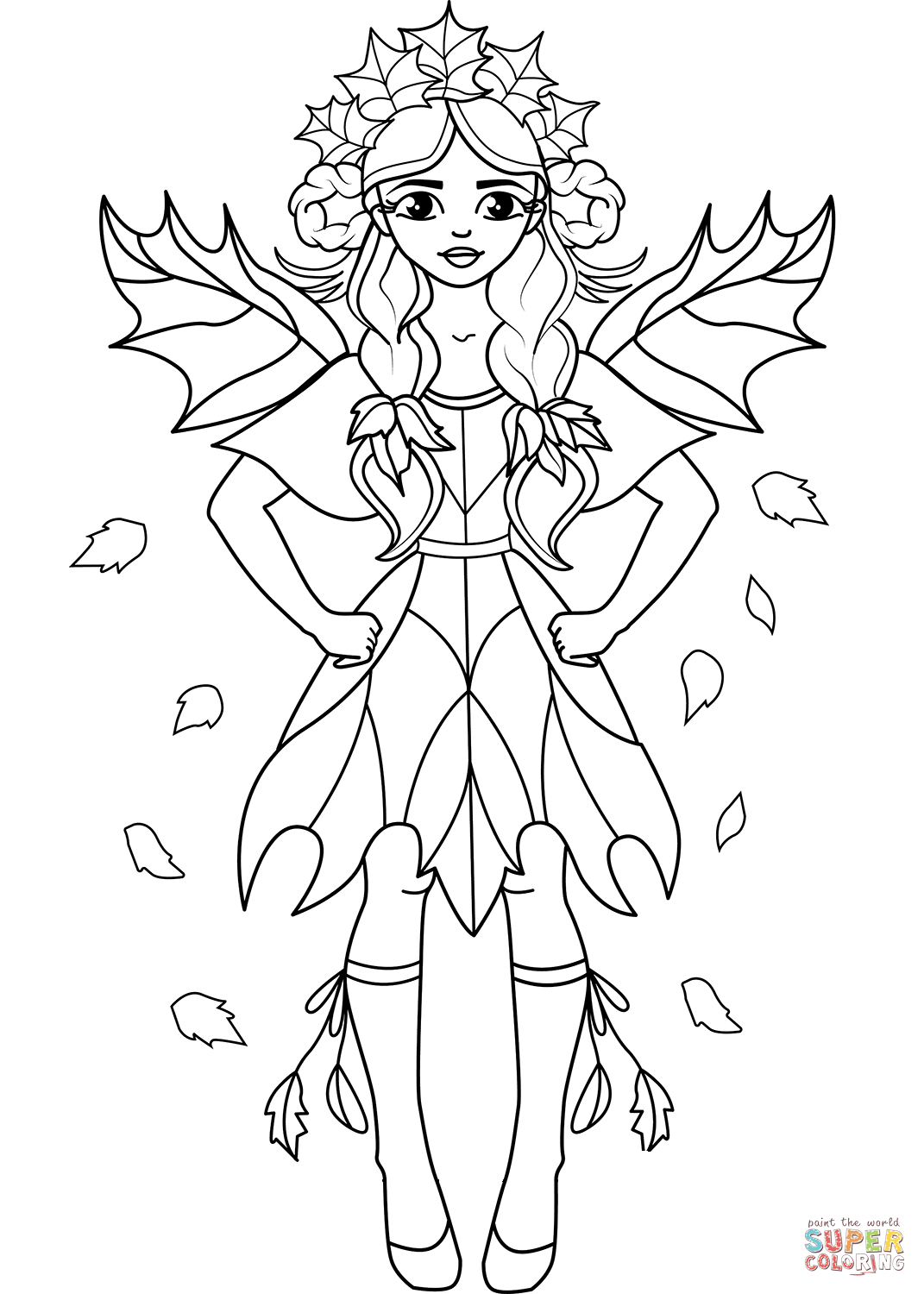 Dibujo de hada de la hoja de otoão para colorear dibujos para colorear imprimir gratis
