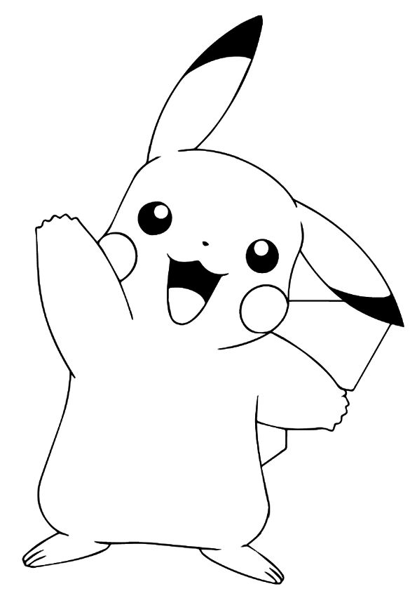 Dibujo para colorear de pikachu de pokãmon saludando pikachu from pokãmon waving coloring page colorear pokemon cosas de pokemon dibujos para colorear pokemon