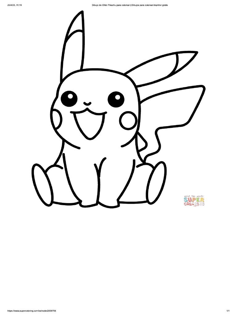 Dibujo de chibi pikachu para colorear