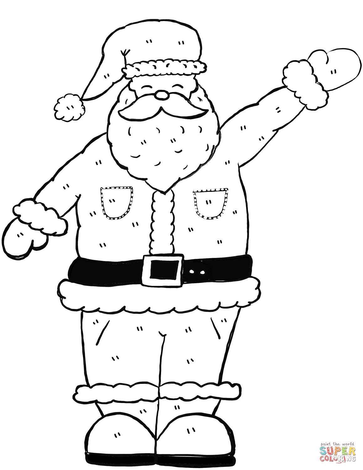 Santa waving hand coloring page free printable coloring pages