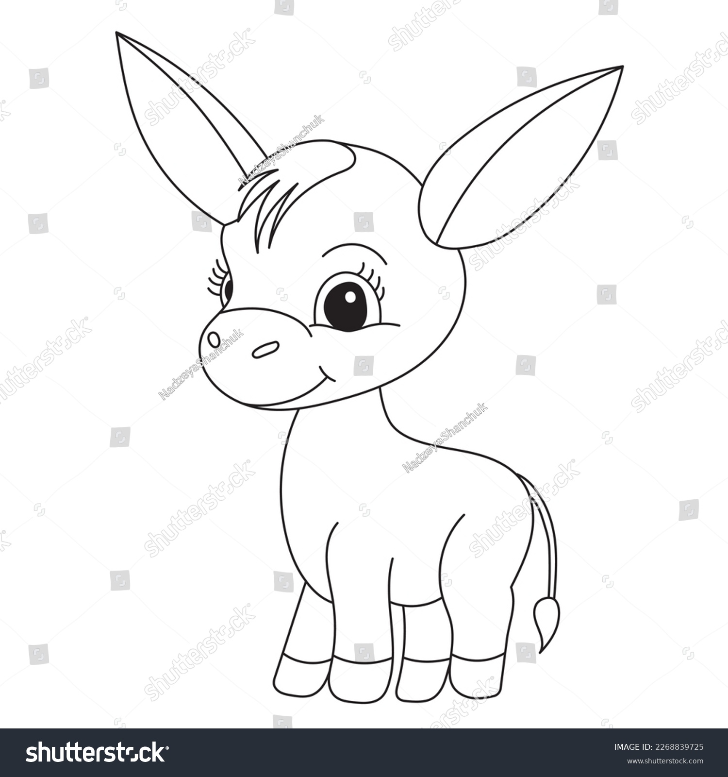 Libro de colorear burro para niãos vector de stock libre de regalãas