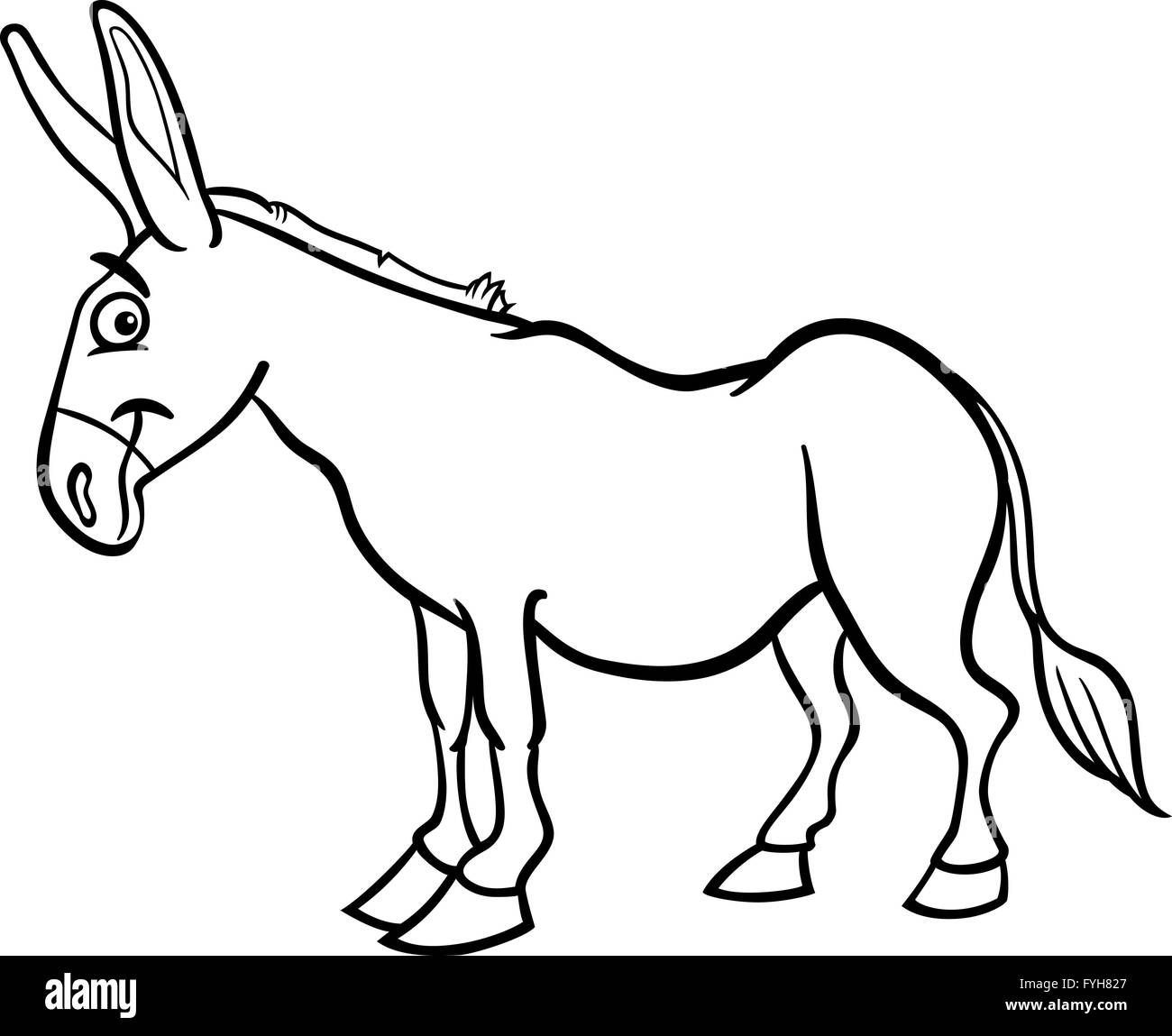 Burro granja caricatura para coloring book fotografãa de stock