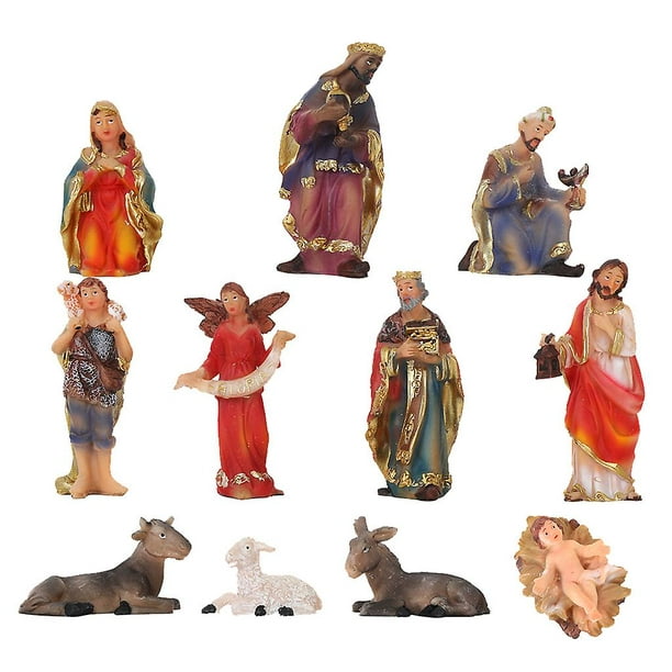 Once personajes de la escena del nacimiento de jesãºs cuna de navidad bebã santa familia de jesãºs yongsheng en lãnea