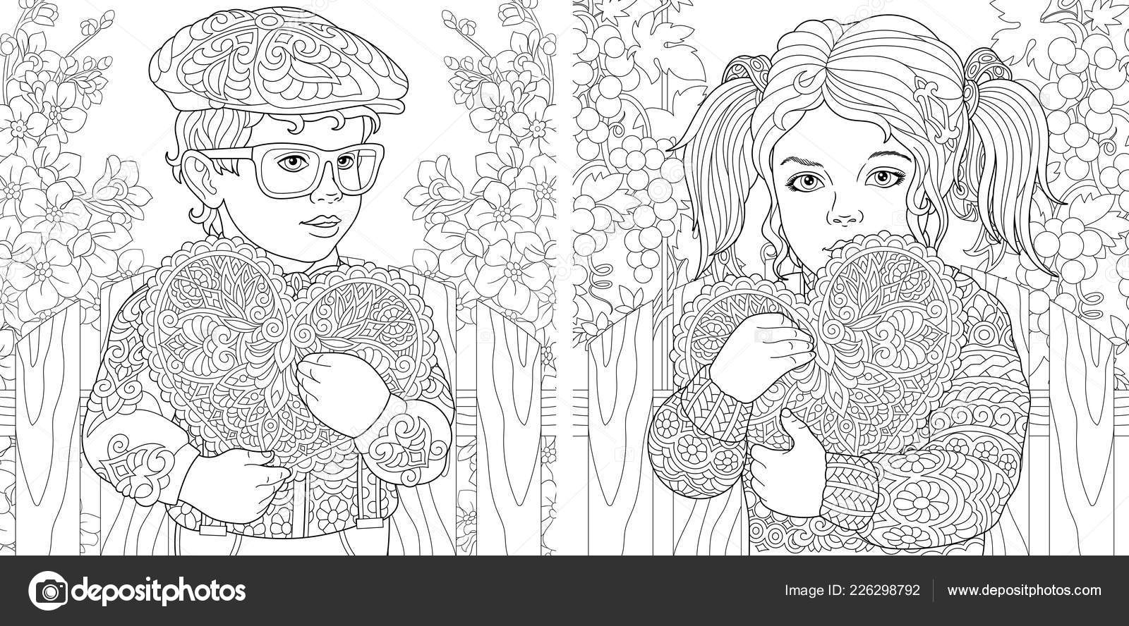 Amor pãginas para colorear libro para colorear para adultos dibujos vector de stock por sybirko