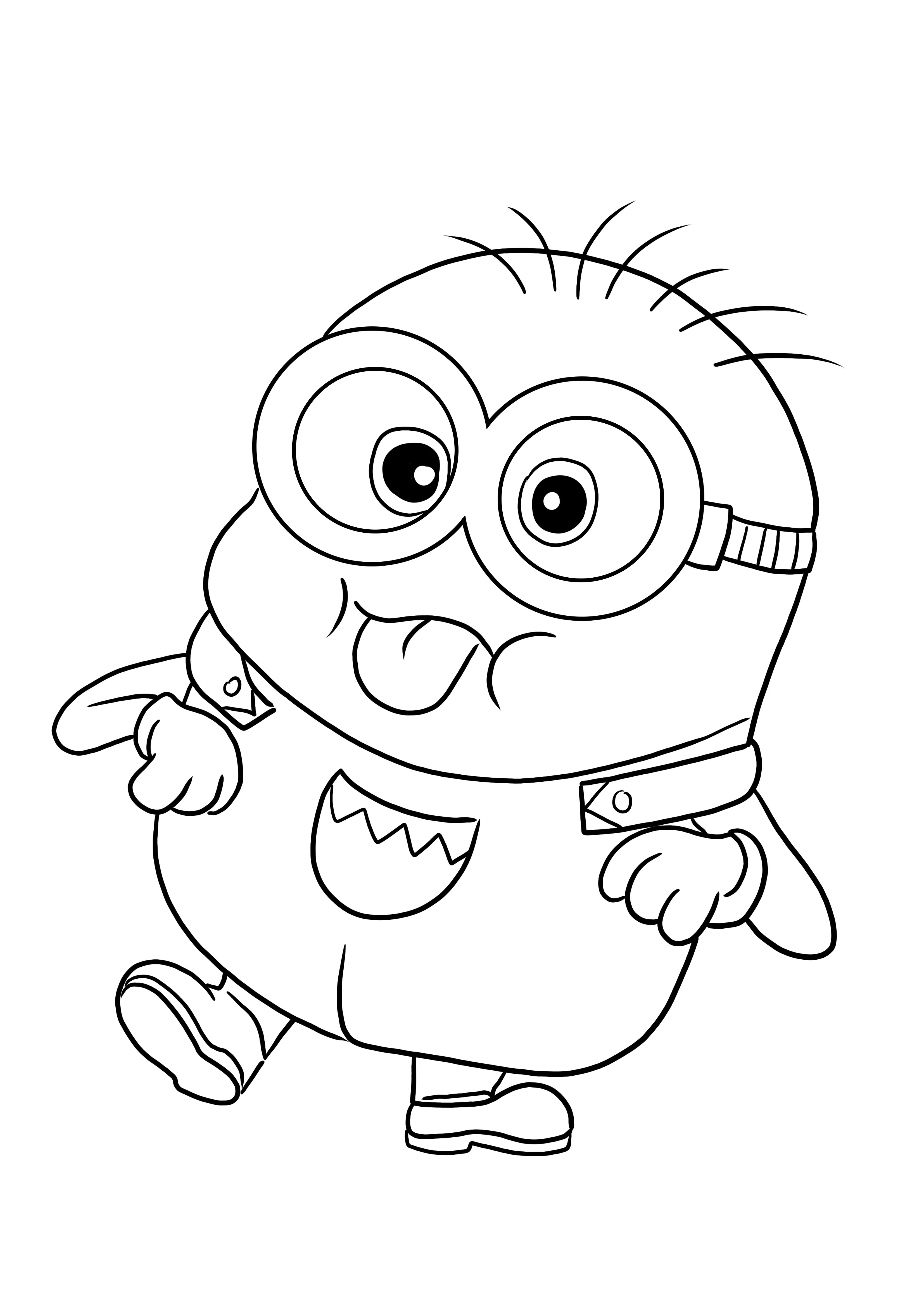 Funny minn george showing his tongue to download and color for free