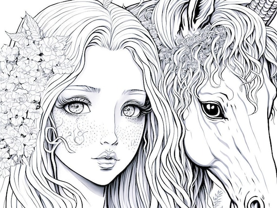 Unleash your imagination with this elf girl coloring page grey scale coloring adult coloring page jgb prints coloring page fantasy