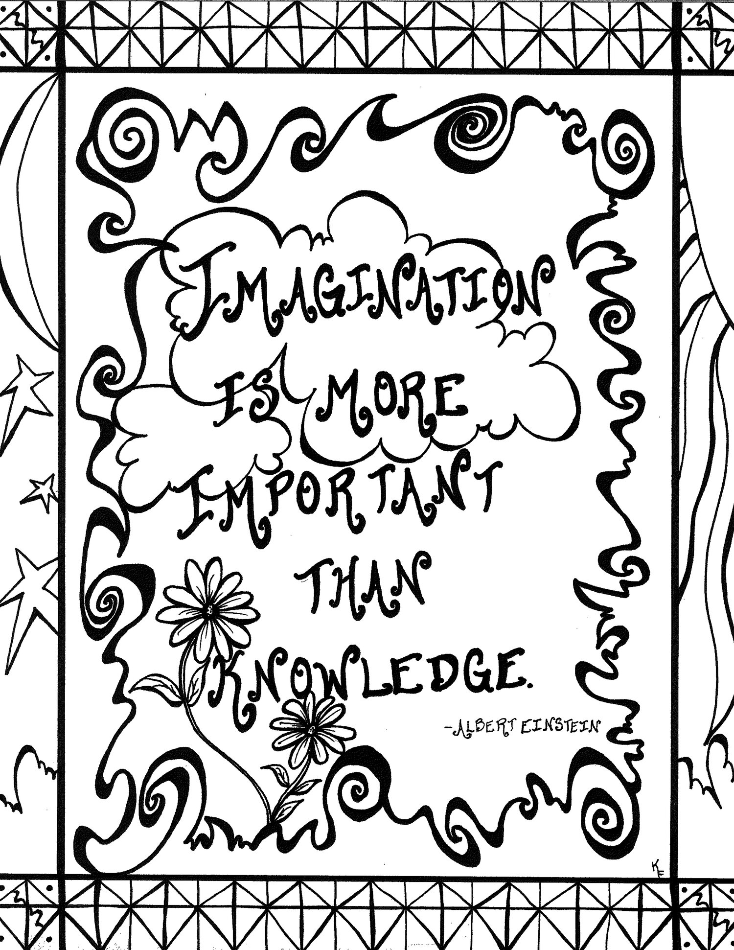 Imagination coloring book page â whimsy by karen