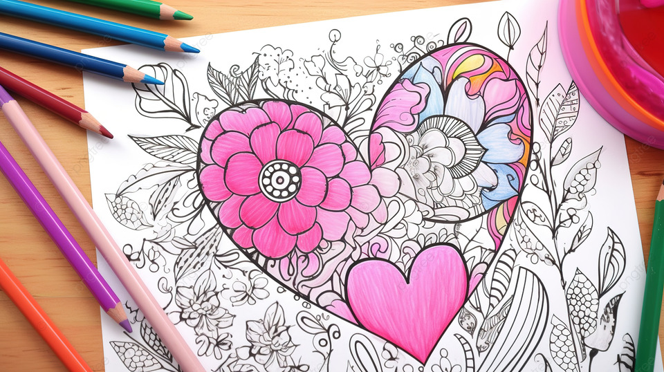 Fondo dibujos para colorear corazon corazon de verano para colorear fondo imãgen para colorear de san valentãn amor enamorado imagen de fondo para dcarga gratuita