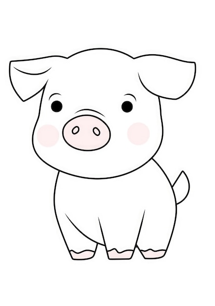 Linda pãgina para colorear de cerdito en papel a foto premium