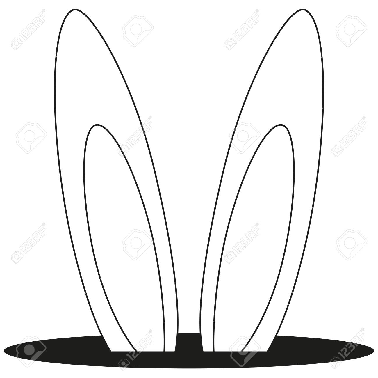 Line art black and white rabbit ears hole icon poster coloring book page for adults and kids royalty free svg cliparts vectors and stock illustration image