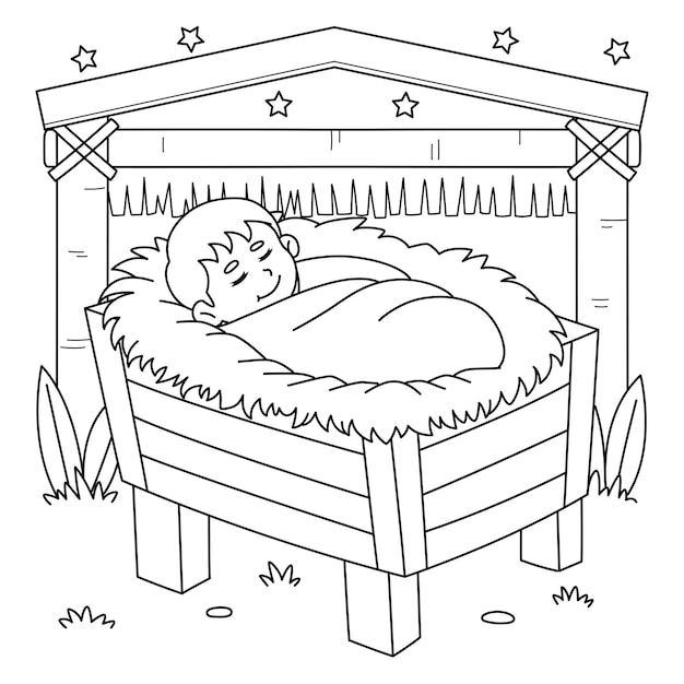 Premium vector christian baby jesus coloring page for kids