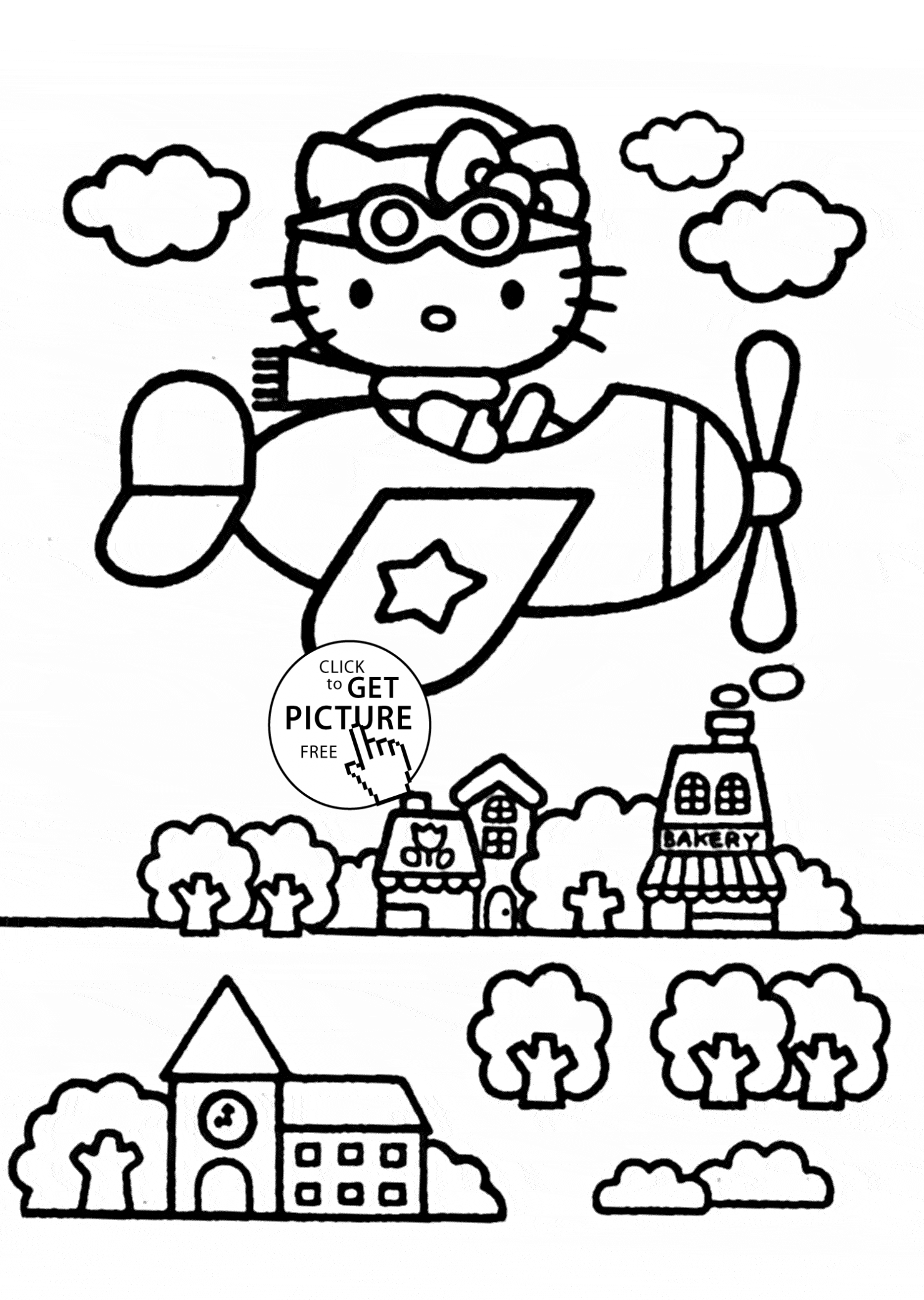 Hello kitty is pilot coloring page for kids for girls coloring pages printables free