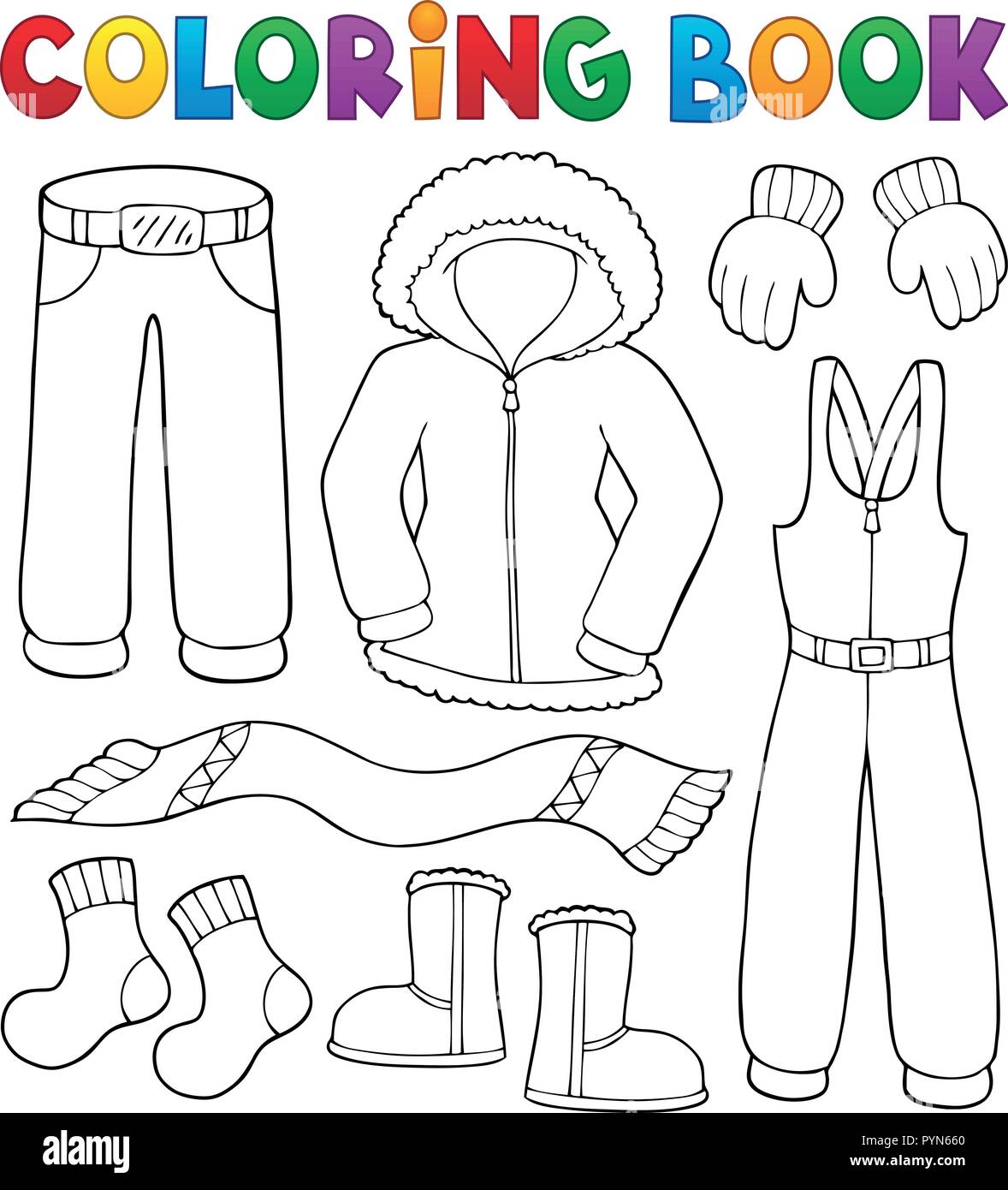 Libro para colorear la ropa de invierno tema