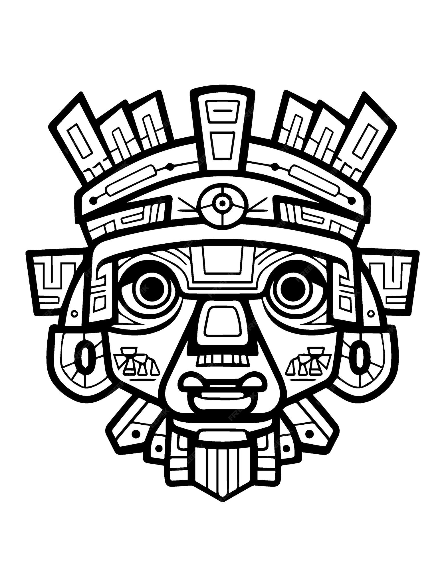 Premium vector ancient wonders to color aztec amp mayan civilization coloring pages