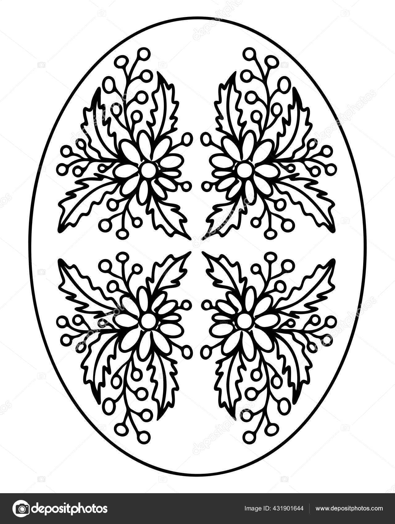 Huevo pascua para colorear pãgina aislada sobre fondo blanco huevo vector de stock por ellinamailru