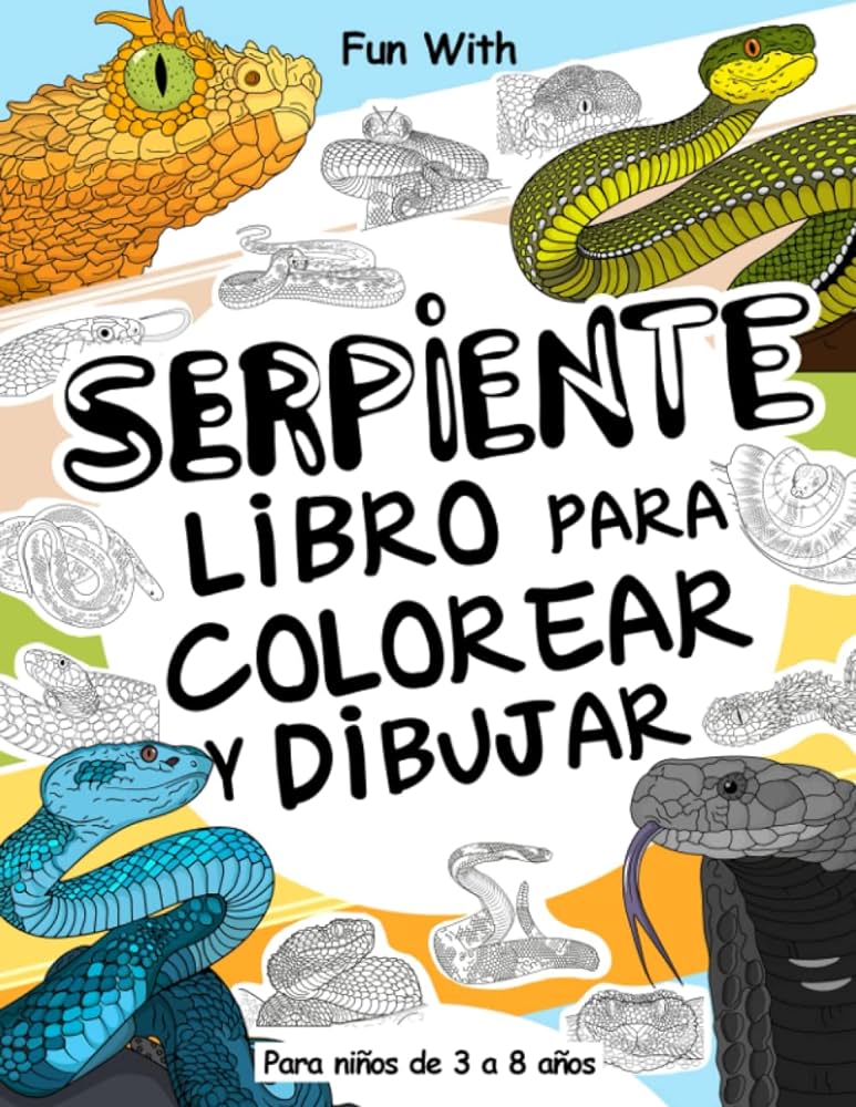 Serpiente libro para colorear y dibujar para niãos de a aãos diviãrtete coloreando serpient