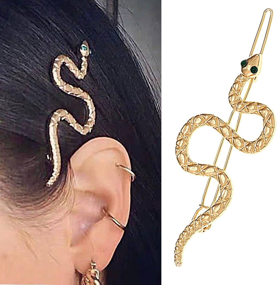 Jonky pinza de pelo de serpiente horquillas doradas para el cabello serpientes pasadores de pelo de serpiente accesorios para el cabello para mujer belleza y cuidado personal