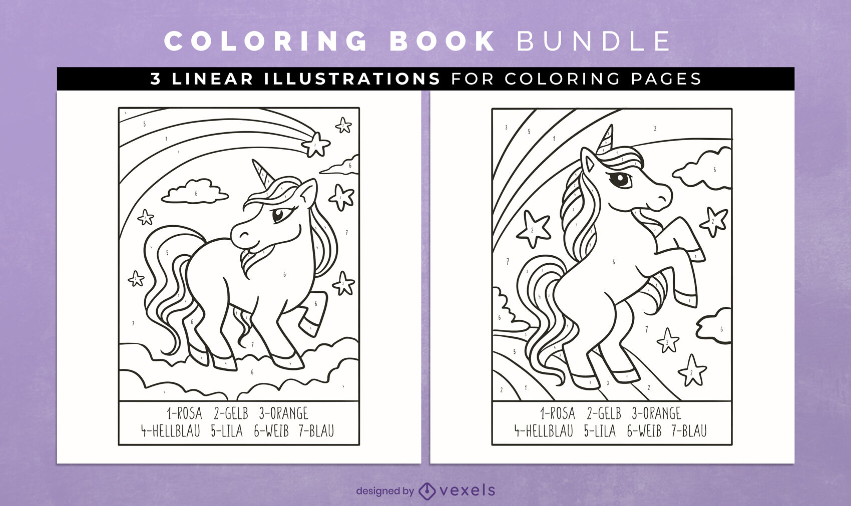 Dcarga vector de adorabl pãginas de diseão de libro para colorear de unicornio