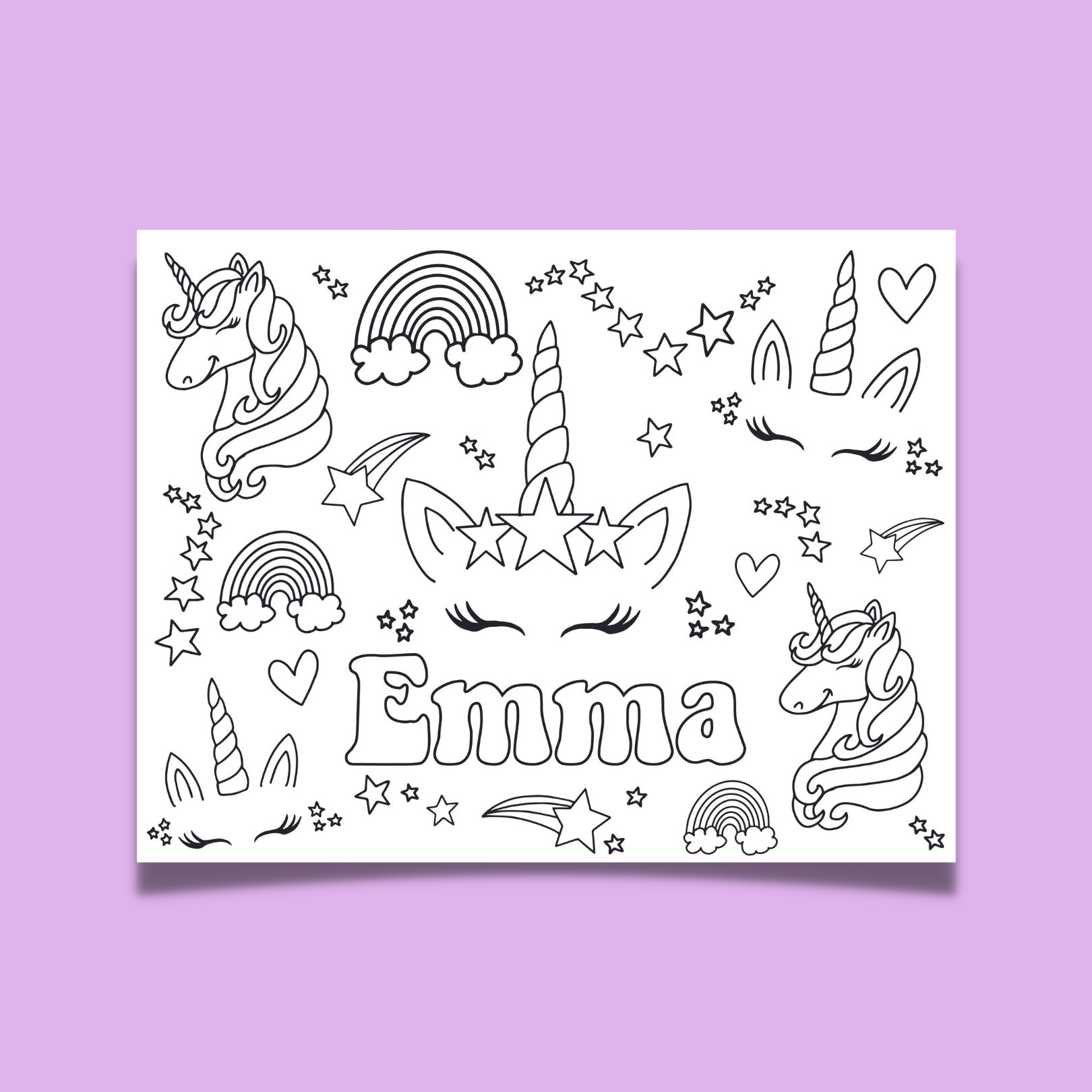 Unicornio para colorear pãgina unicornio fiesta de cumpleaãos personalizado lindo unicornio niãa cumpleaãos brillo arco iris estrellas niãos actividad er cumpleaãos