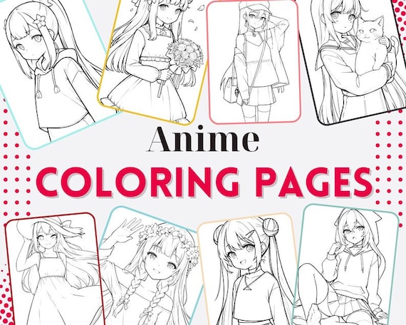 Cute kawaii anime girls coloring pages para descargar archivos png regalo relajaciãn profunda anti estrãs impresiãn digital para colorear
