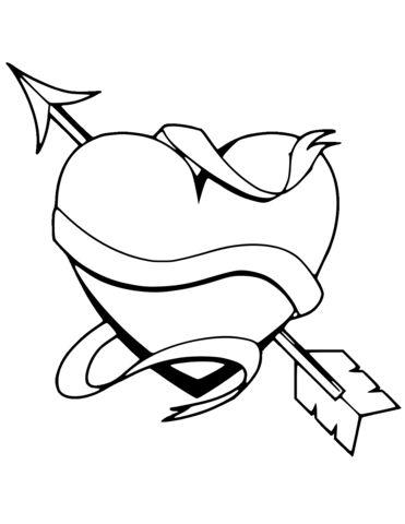 Dibujo de corazãn con una flecha para colorear dibujos para colorear imprimir gratis corazones para dibujar libro de colores libros para colorear