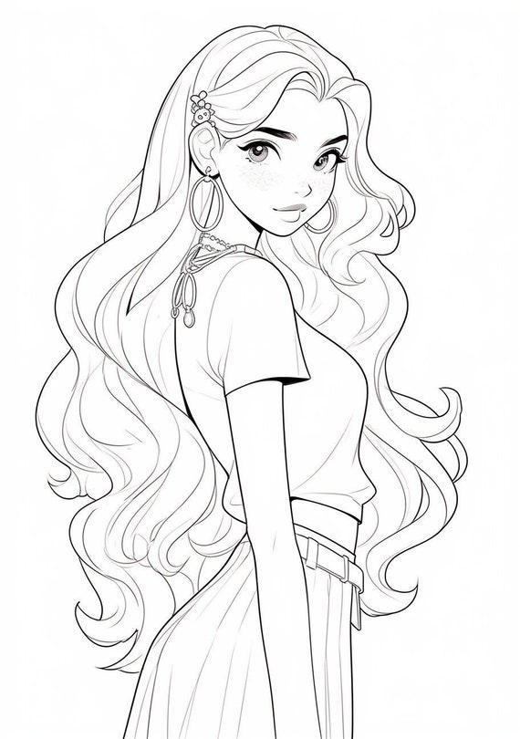 Coloring page pretty young girl fashion drawing fashion victim teen young woman for teenagers children and grand children pop culture