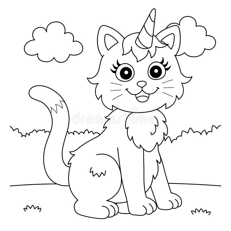 Coloring unicorn cat stock illustrations â coloring unicorn cat stock illustrations vectors clipart
