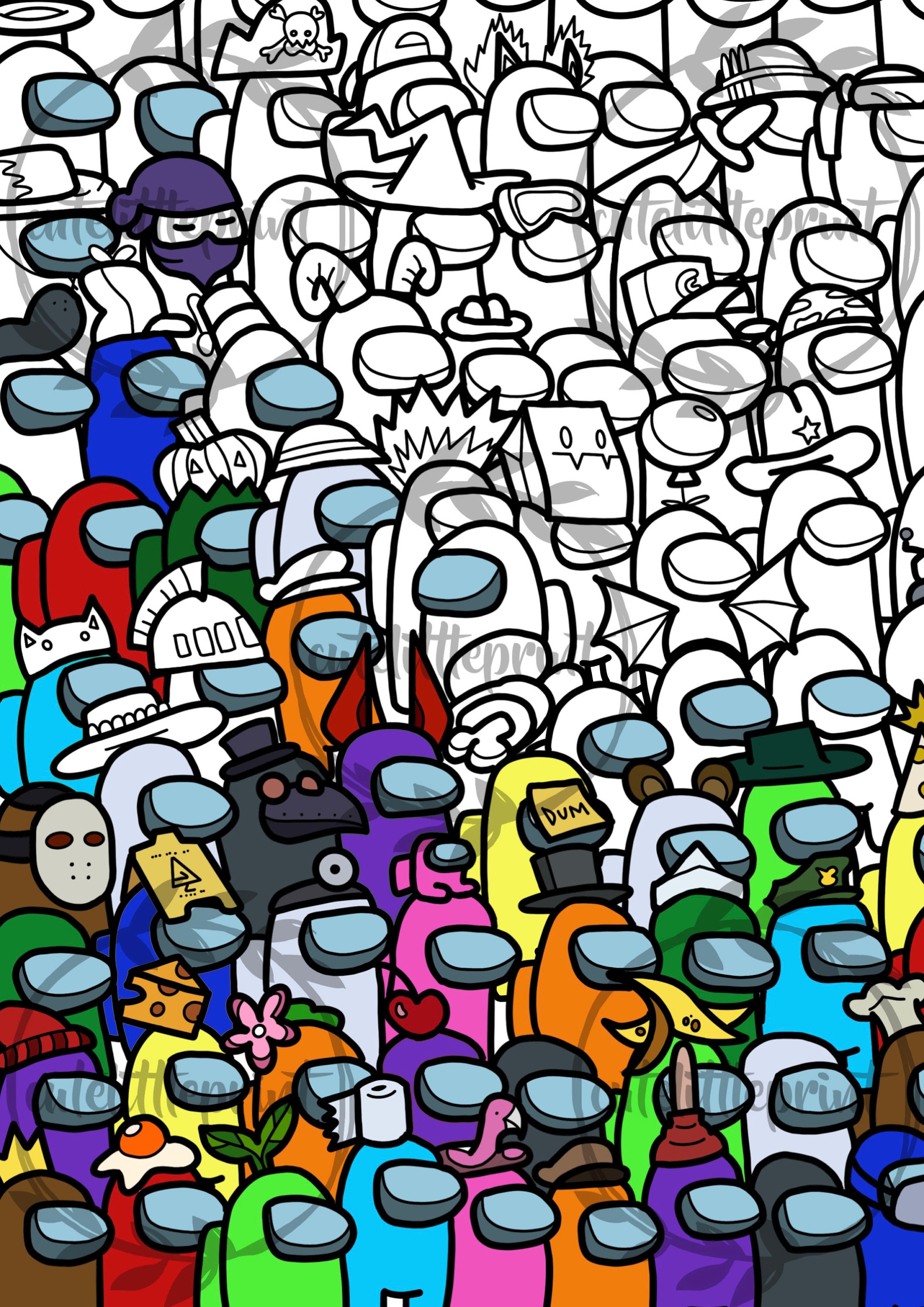 Among us colouring page a instant download printable pdf you look sus coloring page for kids among us fan art imposter among us