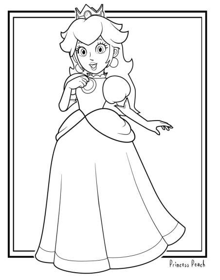 Princess peach coloring page to print and color