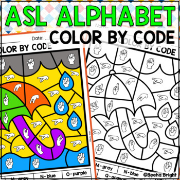 Asl alphabet activities color by code coloring pages sheets tpt