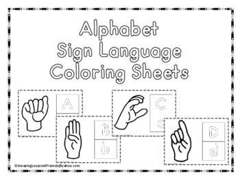 Alphabet sign language coloring shees by amazinglessonsfriends tpt