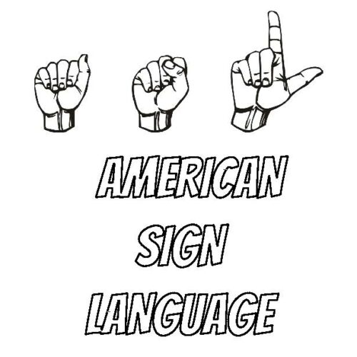 American sign language coloring and learning activities