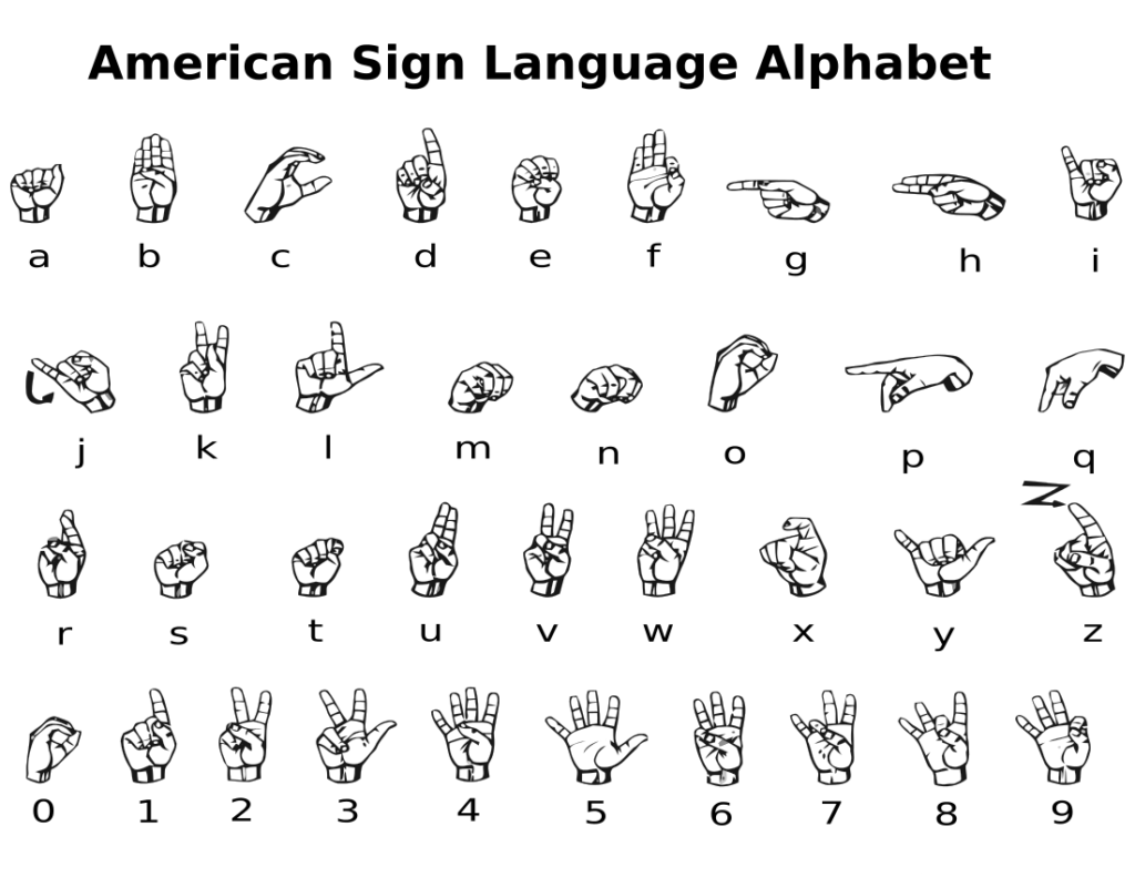 American sign language coloring pages