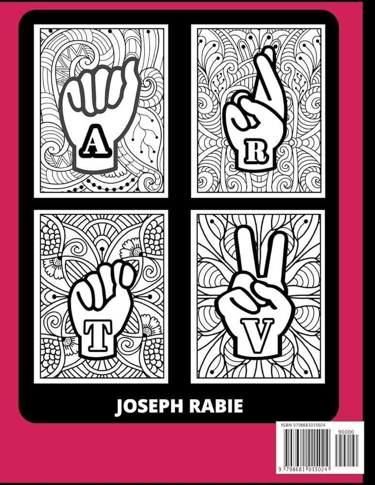Asl alphabet coloring book the american sign abc coloring pages adult coloring books rabie joseph books