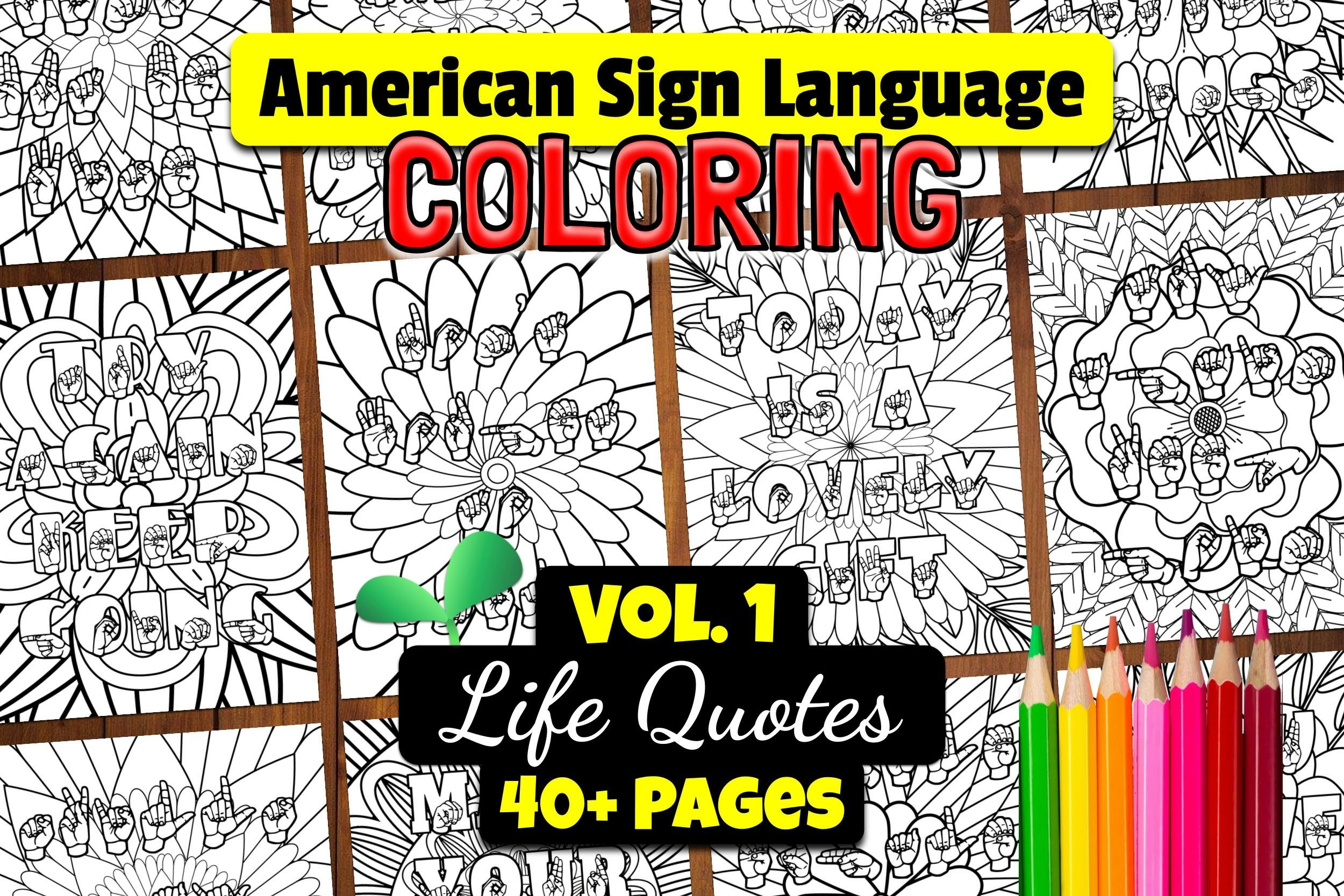 Asl printable digital coloring pages american sign language
