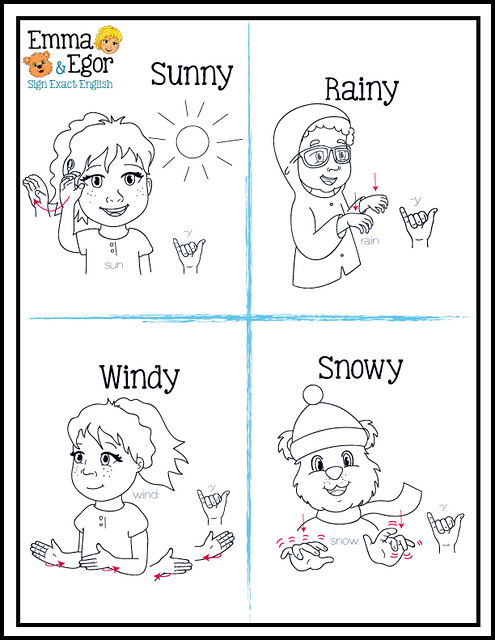 Weather x coloring page learn sign language with emmaâ